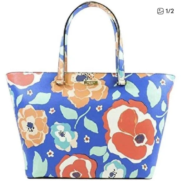 kate spade Jules Newbury Lane Cherry Floral Printed Vinyl Tote **NEW WITH TAGS** - Picture 2 of 12